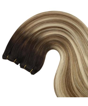 Youngsee Tressen Real Hair Balayage Extensions - Brown to Blonde 40 cm Weft Hair Extensions Remy Thick #2/6/24 - Buy Online on GoSupps.com