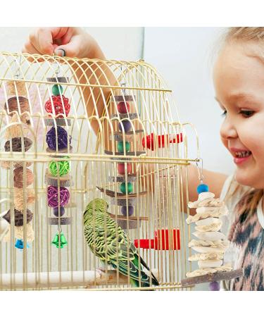 Bissap Bird Chew Toys - 5 Pack Natural Wood Toys for Parakeet, Conure, Cockatiel, Lovebird - Hanging Cage Toy & Perch Stand for Small Birds - Buy Online on GoSupps.com