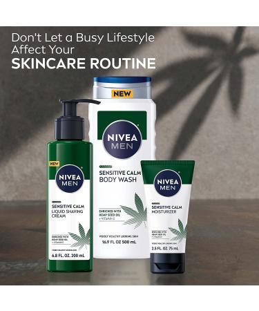 NIVEA MEN Sensitive Calm Shaving Cream with Vitamin E & Hemp Oil - 3 Pack, 6.8 Fl Oz Bottles - Buy Online on GoSupps.com