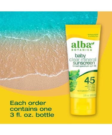 Alba Botanica Baby Sunscreen SPF 45 Sheer Mineral Lotion 3 fl. oz. - Water Resistant, Fragrance-Free - Pack of 1 - Buy Online on GoSupps.com