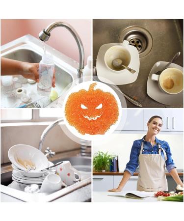 Kitchen Cleaning Sponge - Halloween Pumpkin Shape Scrub Sponge Cleaner | Absorbent Non-Scratch Dish Sponge for Dishes Pots Pans | Multipurpose Kitchen Accessories for Effective Cleaning All at Once Orange Color - Buy Online on GoSupps.com