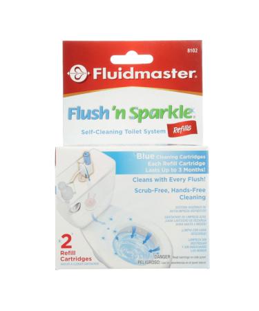 Fluidmaster 8102P8 Flush 'n Sparkle Automatic Toilet Bowl Cleaning System Refills, Blue 2-Pack