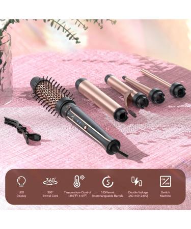 5 in 1 Curling Iron Set - Instant Heat Hair Curling Wand with Interchangeable Ceramic Wands & Accessories | Perfect for Girls & Women - Buy Online on GoSupps.com