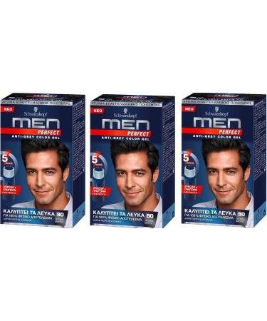 Schwarzkopf Men Perfect Gentle Color Gel Natural - 90 Natural Black (3er Pack) - Buy Online on GoSupps.com