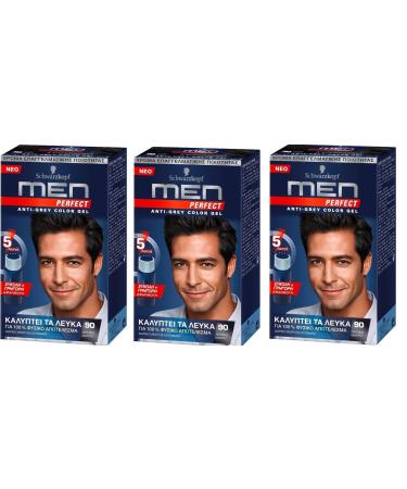 Schwarzkopf Men Perfect Gentle Color Gel Natural - 90 Natural Black (3er Pack)
