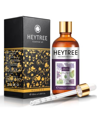 HEYTREE Clary Sage Essential Oil - 100ml 100% Pure Natural Clary Sage Essential Oils Perfect for Relax Mood Aromatherapy Diffusers Repair Hair Bath Clary Sage 100.00 ml (Pack of 1)