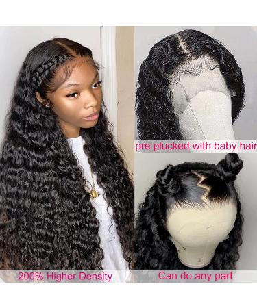 200% Density 13x4 Lace Frontal Human Hair Wig | Transparent Water Wave & Deep Wave | Wet and Wavy | Pre Plucked & Glueless | 16 Inch - Buy Online on GoSupps.com