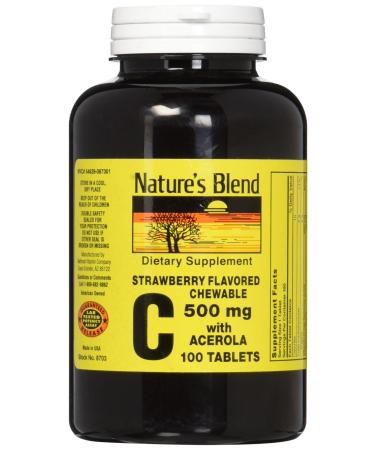 Nature's Blend Vitamin C Chewable Acerola Strawberry 500 mg 100 Tablets - Buy Online on GoSupps.com