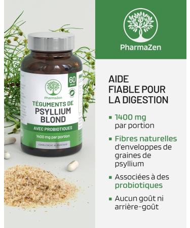 Psyllium Blond with Probiotics 1400 mg - 99% Pure Integuments - 60 Capsules - Transit Digestion Intestinal Function - Dietary Fiber with Psyllium Husk & Probiotic Complex 6 Billion CFU - Buy Online on GoSupps.com