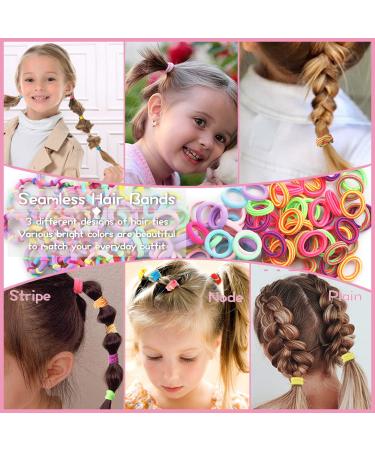 Tallsocne Girls Hair Accessory Set - Multicolor Mini Seamless Hair Ties, Elastic Bands, Butterfly Clips, Flower Claws, Styling Tools - Buy Online on GoSupps.com