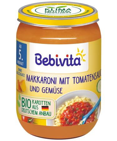 Bebivita menus from 5 months Macaroni with tomato sauce and vegetables pack of 6 (6 x 190g) - Buy Online on GoSupps.com