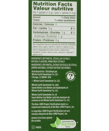 Whole Earth Sweetener Company Stevia & Monk Fruit Sweetener Erythritol Sweetener Sweet Leaf Stevia Packets Sugar Substitute Natural Sweetener 40-Count 40 count (Pack of 1) - Buy Online on GoSupps.com