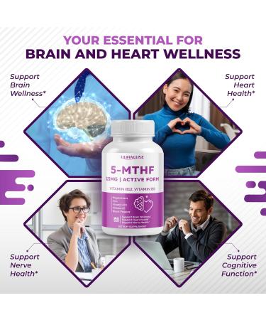 High Potency 5-MTHF (Active Form) with Vitamin B12 Vitamin B6 Magnesium & Black Pepper Supports Brain Wellness Heart Health & Nerve Health* 150 count (pack of 1) - Buy Online on GoSupps.com