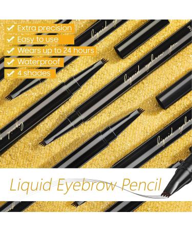 Microblading Waterproof Eyebrow Pen - Long-Lasting Liquid Brow Pencil for Natural Eye Makeup | Smudgeproof & All Day Stay (Light Brown) - Buy Online on GoSupps.com