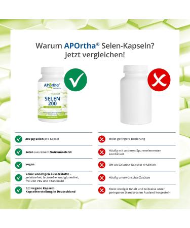 Aportha Selenium 120 Vegan Capsules - High Dose 200 g Sodium Selenite Allergen-Free & Easy to Swallow - Vegan & Gluten-Free Supplement - Buy Online on GoSupps.com