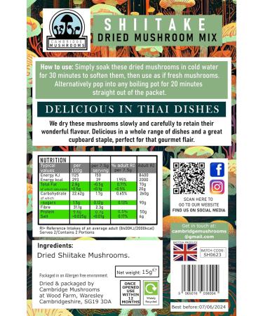 Dried Shiitake Mushrooms (2x15gram Packets) - Buy Online on GoSupps.com
