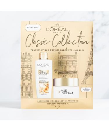 L Or al Paris Gift Set Includes Cleansing Milk and Moisturiser Age Perfect Collagen Anti-Ageing Routine For Smoothing and Retightening Classic Collection - Buy Online on GoSupps.com