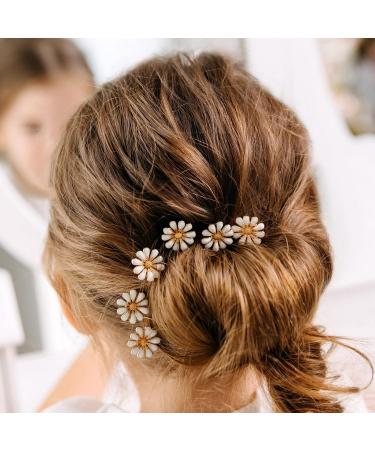 AW BRIDAL Wedding Hair Pins Flower Hair Clips Babys Breath Hair Pieces Gold Hairpins Wedding Hair Accessories for Brides  6 Pcs Gold-A