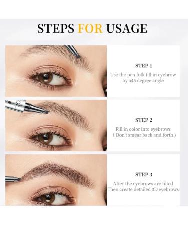 Microblading Eyebrow Pen - 3D Waterproof Natural Brows | 4-Tipped Precision Brow Pen for All-Day Wear (Light Brown) - Shop Internationally - Buy Online on GoSupps.com