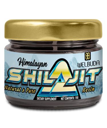 WELBUDA Pure Shilajit Resin Supplement With Natural Fulvic Humic Acid & 85 Others - Energy Strength Immune & Heart Support Pack of 1 Jar Net 15 Gram