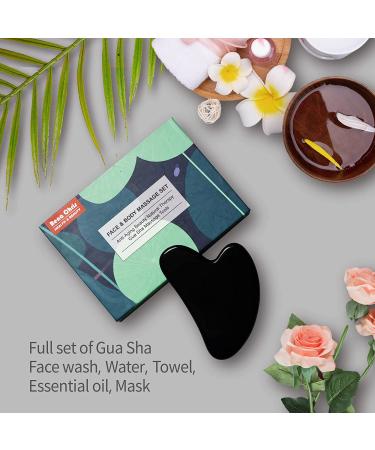 Gua Sha Massage Tool - Black Obsidian Face & Body Board | Natural Jade Stone Anti-Aging Facial Massager - Buy Online on GoSupps.com