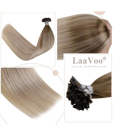 LAAVOO Bonding Hair Extensions - Real Ombre Blonde & Light Brown with Keratin Bonds - 50g U-Tip #8/18/60 - 35cm Length - Buy Online on GoSupps.com