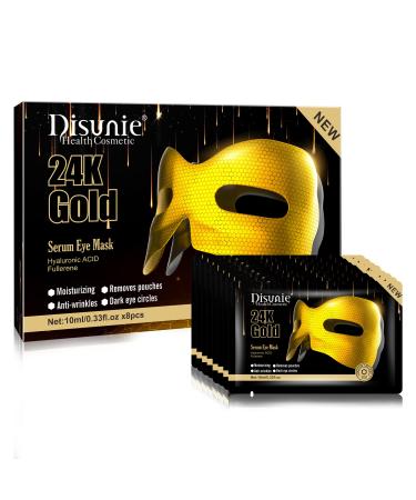 Disunie 24K Gold Serum Eye Mask 8 Pcs  Eye Masks for Dark Circles  Puffiness and Puffy Eyes