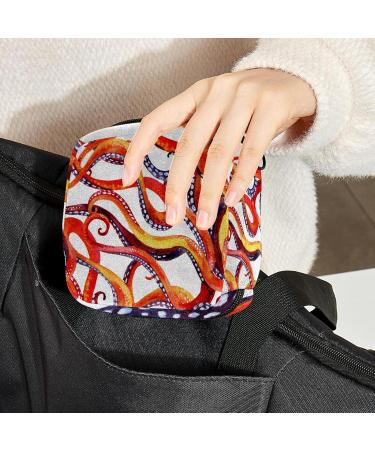 Watercolor Octopus Menstruation Pad Bag with Zipper | Women's Tampon & Napkin Bag | Stylish Collective Bags for Girls - Buy Online on GoSupps.com