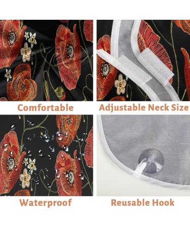 Beard Bib Apron - Non-Stick Waterproof Hair Catcher for Men | Grooming Cloth with Poppies Painting - Perfect for Shaving & Trimming - Buy Online on GoSupps.com