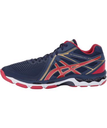 ASICS Men's Gel-Netburner Ballistic Mid Top Volleyball Shoes - Indigo Blue/Prime Red/Rich Gold - Size 6.5 - Buy Online on GoSupps.com