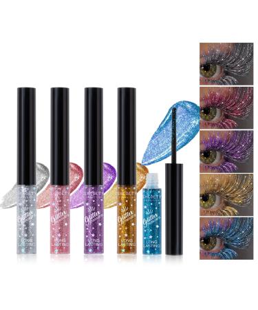Mascara 5 Couleurs Pour Les Cils Set De Mascara Paillet Color Cils Brillants Volumineux Charmant Waterproof Longlasting Halloween Christmas Eyes Look Makeup