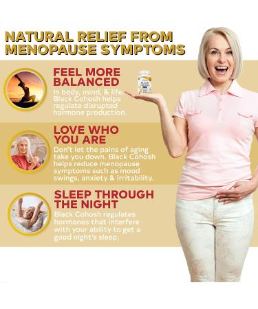 Black Cohosh Menopause Complex - Relief from Hot Flashes, Night Sweats & Mood Swings | Hormone Balance Supplement - 100% Natural & Estrogen Free - 540mg | 90 Day Supply - Buy Online on GoSupps.com