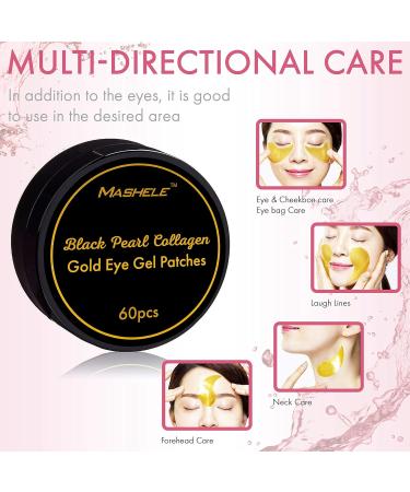 24K Gold & Black Pearl Under Eye Patches - Anti-Aging Treatment with Hyaluronic Acid & Collagen | Reduces Dark Circles & Fine Lines (60pcs - Buy Online on GoSupps.com