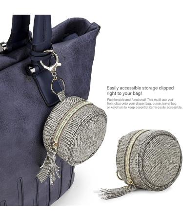 Anulely Leather Pacifier Holder Bag | PU Leather Binky Clip Pouch for Boys & Girls - Dark Gray Diaper Bag Accessory - Buy Online on GoSupps.com