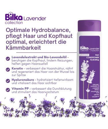  Bilka Collection Set of 2 shampoos and conditioners with lavender and hyaluronic acid moisturizing and regenerating with lavender extract For strong hair and a healthy scalp (2 x 400 ml) - Buy Online on GoSupps.com