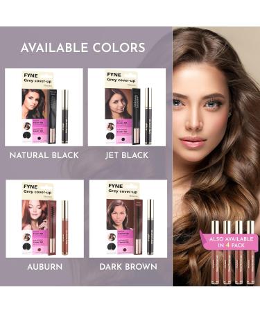 FYNE Root Touch Up Hair Mascara - Pack of 4 - Instant Auburn Grey Hair Cover Up - Magic Retouch Temporary Hair Colour for Men & Women Auburn mascara 4 - Buy Online on GoSupps.com