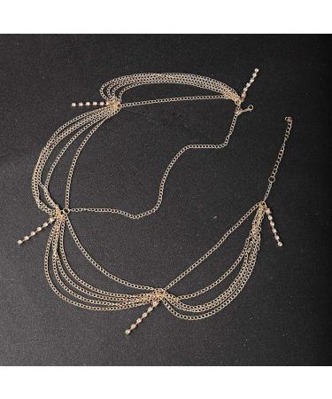 Denifery Gold Rhinestone Wedding Head Chain - Bridal Prom Bohemian Boho Hair Jewelry - Buy Online on GoSupps.com