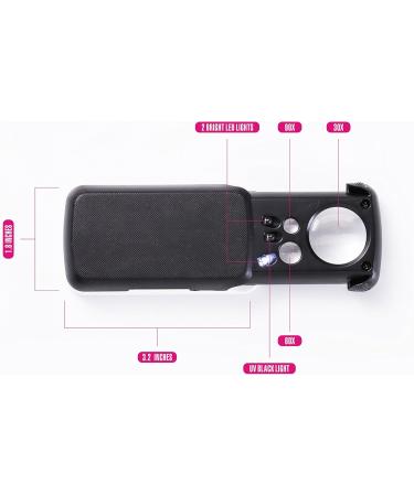 Snowmanna-30X/60X/90X LED Lighted Slide out Pocket Magnifying Glass High Magnification with LED and UV Lights Portable Loupe Magnifier Loop Currency Detecting Jewelry Magnifier (silver) - Buy Online on GoSupps.com