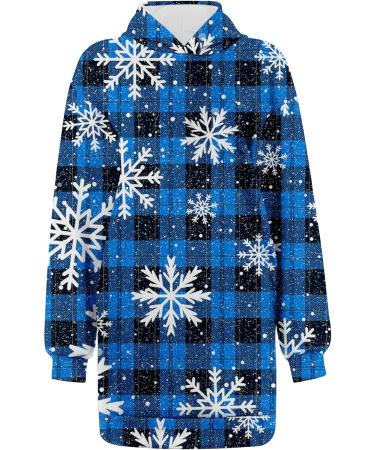 Shop Women s Christmas Cartoon Hoodie Dress | Long Sleeve Sweatshirt Blouse | Festive Print Jumper in Narrow Rock Blue - Buy Online on GoSupps.com