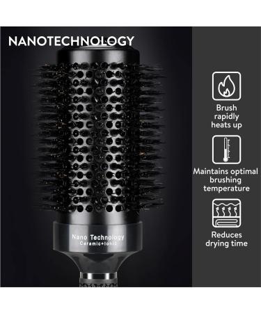 H&S 85mm Round Hair Brush - Natural Boar Bristle - Blow Dry & Quiff Styling - Men & Women - Black - Buy Online on GoSupps.com