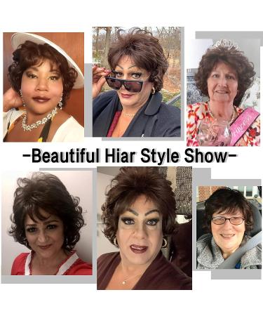 Kalyss Dark Brown Short Curly Wavy Wig with Bangs - Premium Synthetic Fashion Hair Wigs for Women - Buy Online on GoSupps.com