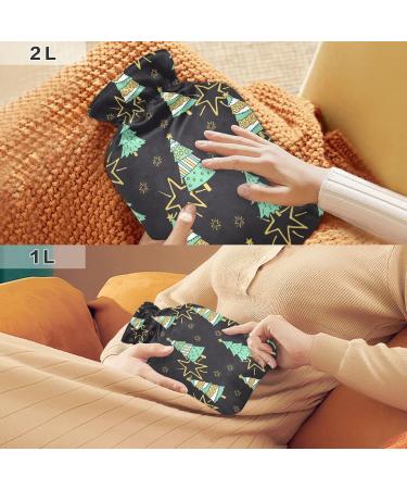 Christmas Trees Hot Water Bottle | 2 Litre Comfort for Pain Relief & Heat Therapy - Black Background - Buy Online on GoSupps.com