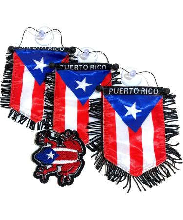 4pc Puerto Rico Mini Rearview Mirror Hanging Banner & 3pc Mini Flags Set with NY Auto Patch - Buy Online on GoSupps.com