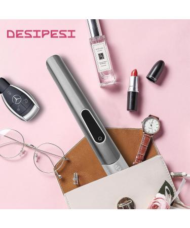 Buy 2 in 1 Cordless Hair Straightener & Curler - Portable Mini Flat Iron with Fast Heating Titanium Plate 3 Temp Settings - Ideal for Travel - Gray - Buy Online on GoSupps.com