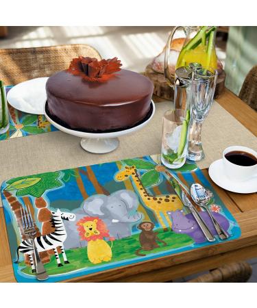 CounterArt Jungle Friends 4 Pack Reversible Placemats | Made in USA | BPA & PVC Free | Easy Clean - Buy Online on GoSupps.com