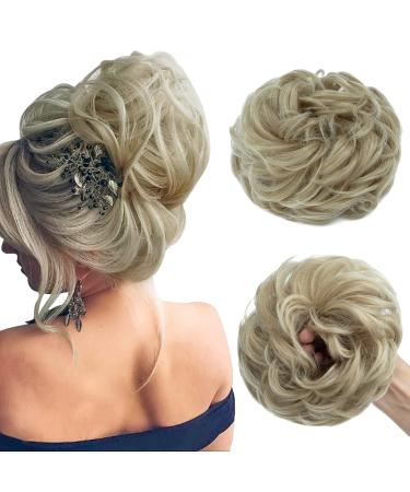 Messy Bun Hair Piece Fake Hair Bun Hair Scrunchies for Women Hair Buns Hair Piece Messy Bun Hair Bun For Women - Ash Blonde mix Bleach Blonde 55 g Ash Blonde mix Bleach Blonde