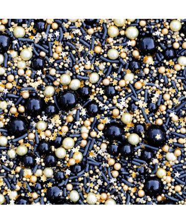 Fancy Sprinkles Black Widow Sprinkles  Professional Series for Decoration Only  Black & Metallic Gold Sprinkles (0.5c) - Buy Online on GoSupps.com