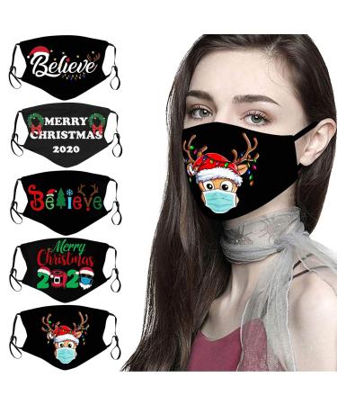 Coversolate Christmas Print oral cover Adjustable Washable Adults Women Men Reusable Bandana (Christmas 07-5PCs)