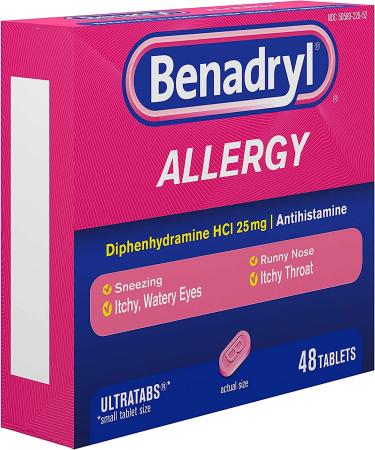 Benadryl Ultratabs Antihistamine Allergy Medicine - 48 ct Diphenhydramine HCl Tablets - Buy Online on GoSupps.com