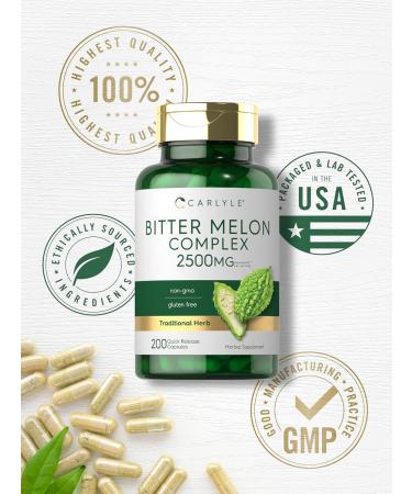 Carlyle Bitter Melon Capsules 2500 mg | 200 Count | Non-GMO & Gluten Free Extract | Complex Supplement - Buy Online on GoSupps.com